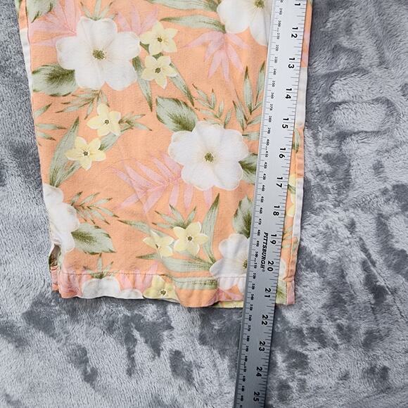 Vintage Jaclyn Smith Pants Womens M Orange Pink Yellow Floral Rayon Capri Flowy - Picture 9 of 11